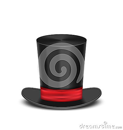 Magic cylinder hat with shadow, isolated on white Vector Illustration