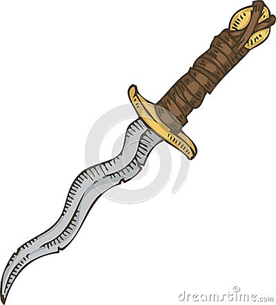 Magic Dagger with Curved Blade Vector Illustration