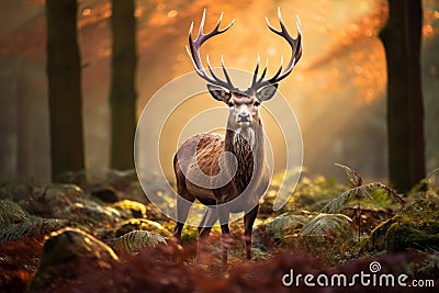 Magic deer nature. Generate Ai Stock Photo