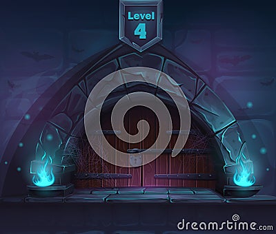 Magic door in the next 4th level Vector Illustration