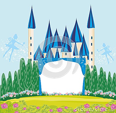 Magic FairyTale Princess Castle frame Vector Illustration