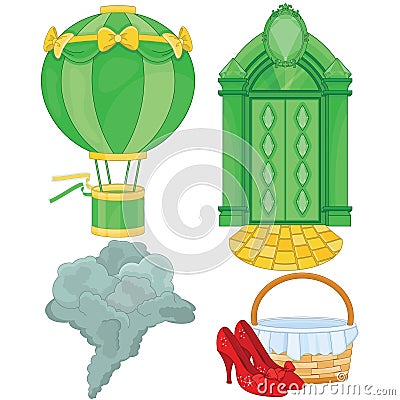 Magic Fairytale Set Wizard Oz Collection Vector Illustration