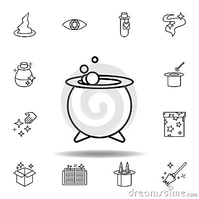 magic food pot outline icon. elements of magic illustration line icon. signs, symbols can be used for web, logo, mobile app, UI, Cartoon Illustration