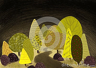 Magic forest illustration Cartoon Illustration