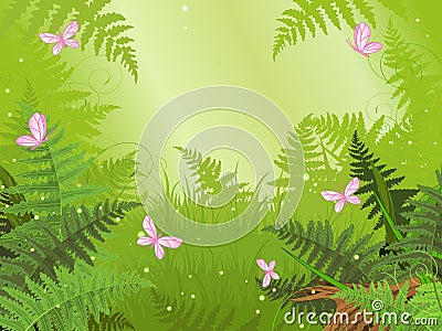 Magic forest landscape Vector Illustration