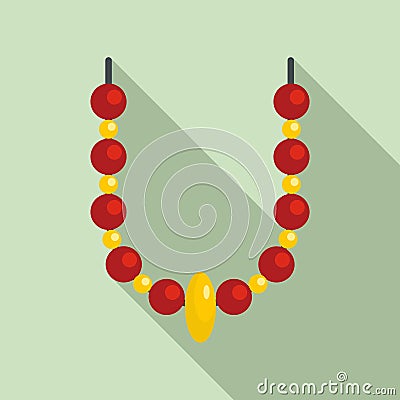 Magic fortune necklace icon, flat style Vector Illustration