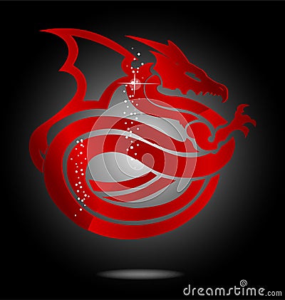 Magic and glass red asia dragon sign Stock Photo