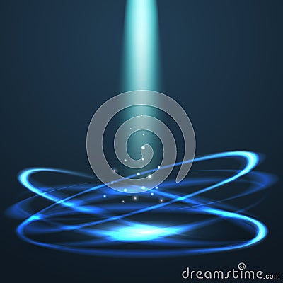 Magic glowing circles vector abstract background with light beam Vector Illustration