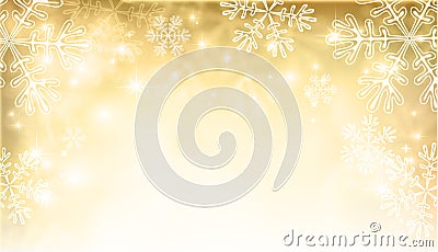 Magic gold Christmas background with snowflakes Vector Illustration