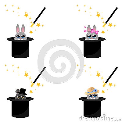 Magic hat, bunny ears Vector Illustration