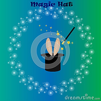 Magic hat, bunny ears Vector Illustration