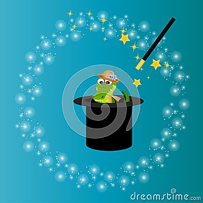 Magic hat with crocodile Vector Illustration