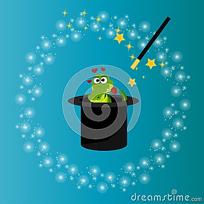 Magic hat with crocodile Vector Illustration