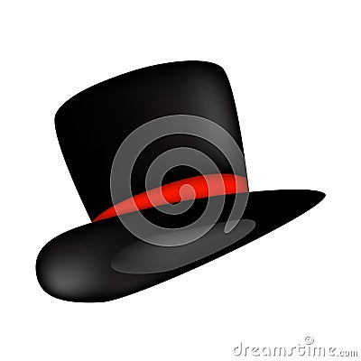 Magic hat, gentleman hat cylinder with ribbon icon, symbol, design. Vector Illustration