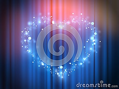 Magic heart lights - Show presentation in heart and love - Glowing theatre light - Heart glowing blue light Stock Photo