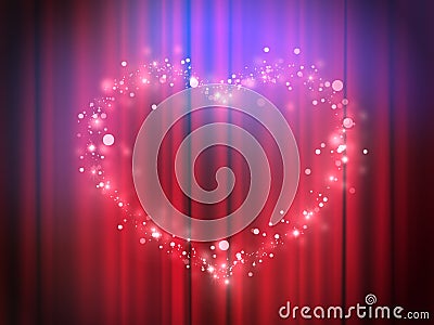 Magic heart lights - Show presentation in heart and love - Glowing theatre light - Heart glowing pink light Stock Photo