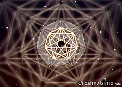 Magic heptagon symbol spreads the shiny mystic energy in spiritual space Vector Illustration
