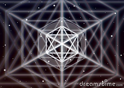 Magic hexagon symbol spreads the shiny mystic energy in spiritual space Vector Illustration