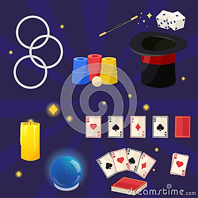 Magic Icon Set, Illustration. Stock Photo