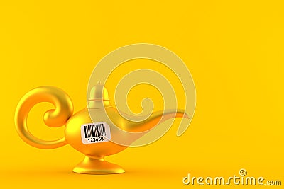 Magic lamp with barcode Cartoon Illustration