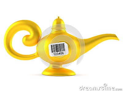 Magic lamp with barcode Cartoon Illustration