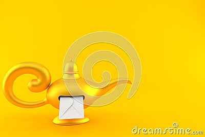 Magic lamp with envelope inside Cartoon Illustration