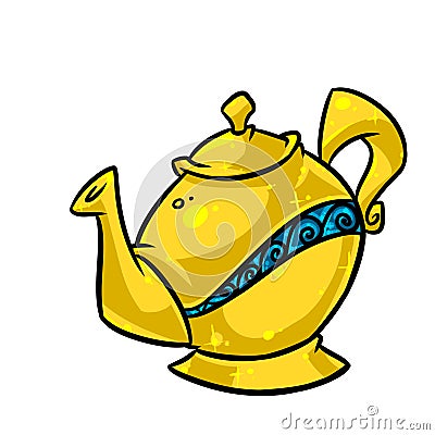 Magic lamp Genie Aladdin clipart isolation cartoon illustration Cartoon Illustration