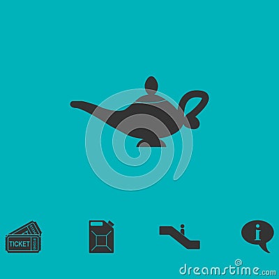 Magic lamp icon flat Vector Illustration