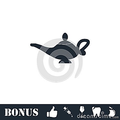 Magic lamp icon flat Vector Illustration