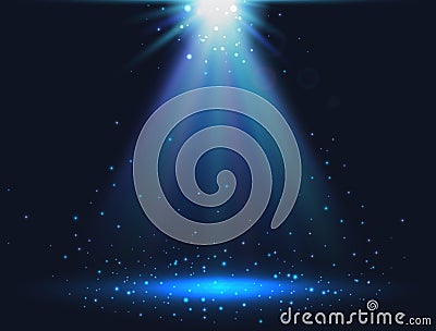 Magic light background. Blue shining light. Sparkle star. Vector illustration Vector Illustration