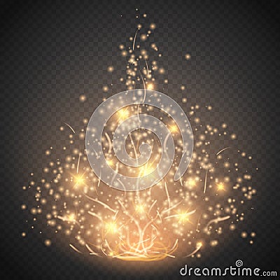 Magic light effect. Glow special effect light, flare, star and burst. Isolated spark Cartoon Illustration