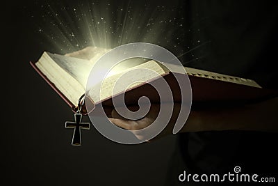 Magic light of holy bible Stock Photo