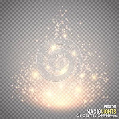 Magic light vector effect. Glow special effect light, flare, star and burst. Isolated spark Vector Illustration