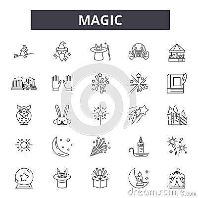 Magic line icons, signs, vector set, outline illustration concept Vector Illustration