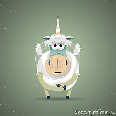 Magic little mythical unicorn with a spiral horn Vector Illustration
