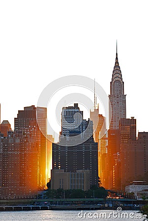 Magic manhattan during golden sunset Editorial Stock Photo