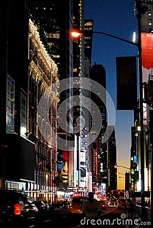 Magic manhattan with traffic at night Editorial Stock Photo