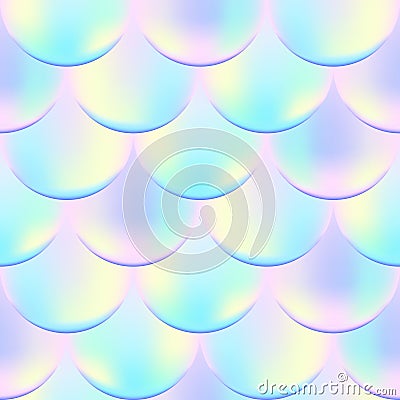 Magic Mermaid seamless pattern with holographic effect. Iridescent mermaid background. Stock Photo