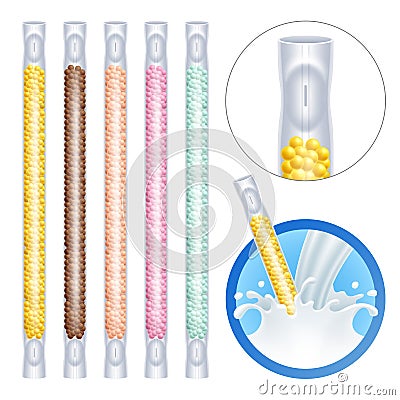 Magic milk Flavoring Straws illustration. Vector Illustration