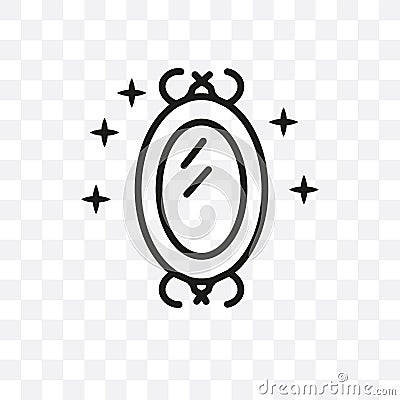 Magic mirror vector linear icon isolated on transparent background, Magic mirror transparency concept can be used for web and mobi Vector Illustration