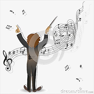 Magic of music. Conductor. Vector Illustration