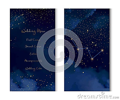 Magic night dark blue sky with sparkling stars vector vertical b Vector Illustration