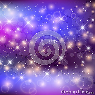 Magic Night Galaxy Background With Rainbow Mesh Vector Illustration