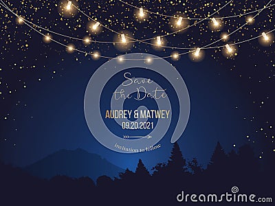 Magic night wedding lights vector design invitation Vector Illustration