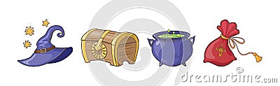 Magic Objects and Items for Wizardry and Sorcery Vector Set Vector Illustration
