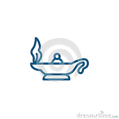 Magic Oil Lamp Line Blue Icon On White Background. Blue Flat Style Vector Illustration Vector Illustration