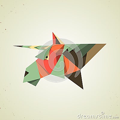 Magic origami unicorn from folded paper Vector Illustration