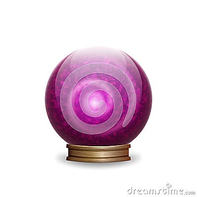 Magic pink crystal ball with spiral Vector Illustration