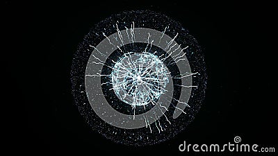 Magic plasma ball in blue and white colors looped. Animation. Abstract animation of an electric colored ball Stock Photo