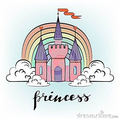 Magic princess castle Vector Illustration